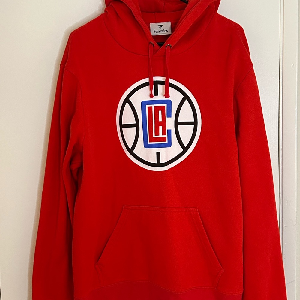 Red LA Clippers Paul George Fanatics Hoodie with Center Logo size XL